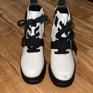 UGG White and Black Combat Boots